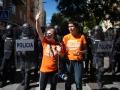 Las portavoces del Sindicato de Inquilinas e Inquilinos de Madrid, Valeria Racu (i) y Alicia del Río (d)