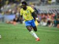 Vinicius controla un balón durante un partido amistoso frente a Australia