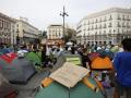 Campamento de la Puerta del Sol este domingo por la mañana