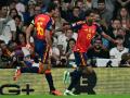 Lamine Yamal celebra con Rodrigo Hernández su gol en Wembley