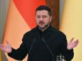 El presidente de Ucrania, Volodímir Zelenski, durante una rueda de prensa, en Kiev