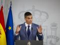 Pedro Sánchez, durante su comparecencia de este martes en la Moncloa