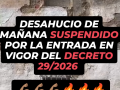 Anuncio de suspensión del desahucio por parte del Sindicato