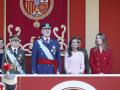 Spanish King Felipe VI and Queen Letizia with Princess Leonor de Borbon and Princess Sofia de Borbon attending a military parade during the known as Dia de la Hispanidad, Spain's National Day, in Madrid, on Monday 12, October 2026.