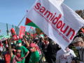 Una protesta organizada por miembros de Samidoun