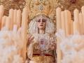La Virgen de la Merced, en su paso para la procesión extraordinaria del sábado