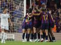 Las jugadoras del Barcelona celebran un gol en el Camp Nou