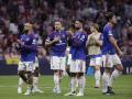 Los jugadores del Manchester United a la finalización del encuentro ante el Atlético de Madrid