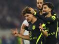Julián Álvarez celebra el gol del Atlético de Madrid en Stuttgart