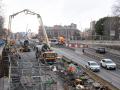 Maquinaria y operarios trabajan en la obra de soterramiento de la A5