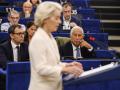 La presidenta de la Comisión Europea, Ursula von der Leyen, interviene en el pleno del Parlamento Europeo en Estrasburgo (Francia)