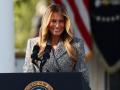 La primera dama Melania Trump pronuncia un discurso en la Casa Blanca
