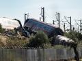 Vagones descarrilados en la zona del accidente ferroviario en Urda