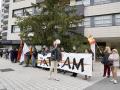 Protesta de Patriam contra Pedro Sánchez durante un mitin en Valladolid