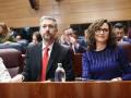 La presidenta de la Comunidad de Madrid, Isabel Díaz Ayuso, y el consejero de Presidencia, Justicia y Administración Local de la Comunidad de Madrid, Miguel Ángel García Martín
