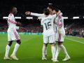 Kylian Mbappé celebra el 0-1 ante el Barça con sus compañeros