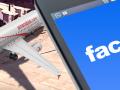 Representación Facebook y avión de Air Arabic aterrizado en Palma (Mallorca)
