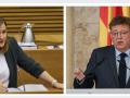 La portavoz del PP en les Corts Valencianes, María José Catalá, y el presidente valenciano, Ximo Puig