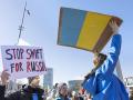 Una protesta contra la invasión rusa en Ucrania