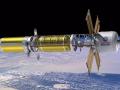 Vista de una misión de nave espacial habilitada por propulsión térmica nuclear (NTP) . Esta tecnología puede acortar los tiempos de viaje entre la Tierra y el espacio.