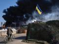 Un reten militar del ejército ucraniano en una carretera cercana a Kiev