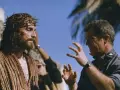 Mel Gibson junto a Jim Caviezel en el rodaje de La Pasión
