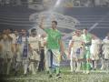 Courtois celebra la Champions ganada con el Madrid