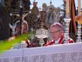 El obispo de Huelva, Santiago Gómez Sierra, preside la celebración de la Santa Misa de Pentecostés celebrada en el Rocío