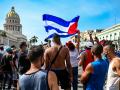 Protestas contra la dictadura cubana frente al Capitolio en La Habana