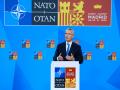 El secretario general de la OTAN, en una de las numerosas ruedas de prensa que está ofreciendo durante la cumbre de Madrid