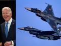 El presidente de Turquía, Recep Tayip Erdogan, y el presidente de Estados Unidos, Joe Biden, junto a unos cazas F-16
