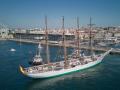 El 'Juan Sebastián de Elcano', zarpando del puerto coruñés el pasado domingo