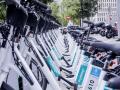 Bicicletas de BiciMAD ancladas en Plaza de Castilla
