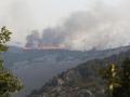Vista del incendio forestal de la comarca cacereña de Las Hurdes, este jueves