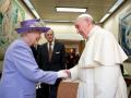 Britain's Queen Elizabeth II with Pope Francis and Prince Philip during a meeting at the Vatican, Thursday, April 3, 2014.