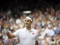 Roger Federer durante los cuartos de final de Wimbledon en Londres