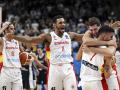 Los jugadores españoles celebran la victoria en el Eurobasket