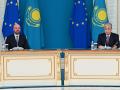 Presidente de Kazajistán, Kassym-Jomart Tokayev, y el presidente del Consejo Europeo, Charles Michae