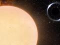 Impresión artística del agujero negro más cercano a la Terra con su compañera estelar de tipo solar