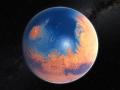Recreación artística de un Marte primigenio cubierto por océanos