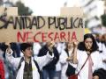 Manifestación que el sindicato de médicos Amyts ha convocado en Madrid, en apoyo de la huelga de médicos y pediatras de Atención Primaria