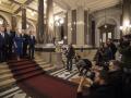 Candidates in the Czech Presidential elections pose for photographers prior their presidential debate on Czech TV on January 08, 2023 in Prague, ahead of a direct presidential election that will start on January 13. (Photo by Michal Cizek / AFP)