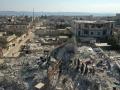 Un edificio derrumbado en la ciudad de Jindayris, Siria