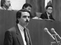 José María Aznar, candidato a la presidencia del Gobierno de Castilla y León, expone en 1987 a las Cortes regionales el programa del Gobierno que pretende formar