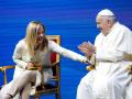 El Papa Francisco y Giorgia Meloni en el acto 'Los Estados Generales de la Natalidad'