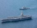 El Gerald R. Ford Carrier Strike Group navega en formación durante un ejercicio con el Grupo Marítimo Permanente de la OTAN 1