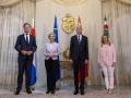 El primer ministro neerlandés Mark Rutte, Ursula von der Leyen, el presidente de Túnez Kais Said y Giorgia Meloni