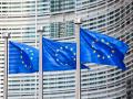 European flags in front of the Berlaymont building, headquarters of the European commission in Brussels.