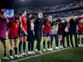 Las jugadoras de la selección española de fútbol femenino celebran su victoria ante Suecia de la semifinal del Mundial femenino