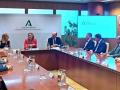 La consejera de Economía, Hacienda y Fondos Europeos, Carolina España, con los directivos de las principales entidades bancarias con representación en Andalucía